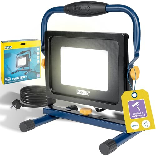 Rapid LED Work Light The Painter+ 5000 Lumen Ultra-Bright, Adjustable Light | Angle for Painting & Renovation, Anti-glare, 50W Power, IP65 Flood light, and 6000K Colour Temperature, 2.5m Cord (5001738)