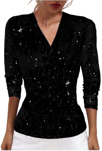 Top Fiesta Mujer Top Lentejuelas Mujer Lentejuelas Blusa Sin Mangas Clásico Camiseta Invierno Chaqueta Nochevieja 2#Negro L 2025
