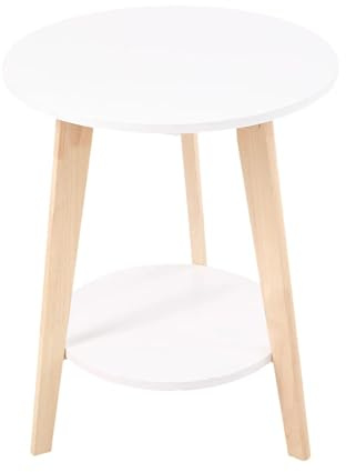 OPIGJUFD Soffbord sidobord rund mittbord i trä 2 nivåer (Size02)