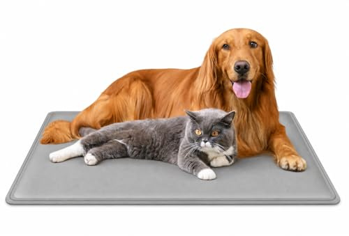 OFFASST Kühlmatte Selbstkühlend für Hunde & Katzen, Kühlende & wasserdichte Kühlende Hundematte aus Robuster 32D Polyester/PVC - Für Drinnen, Auto & Garten, Einfach Abwischbar (90x60cm)