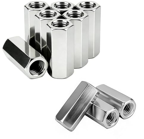 Yisphere Langmutter M8 x 30mm, 10 Stück Gewindemuffe – Verzinkt Stahl Sechskant Verbindungsmuttern, Gewindehülsen Distanzmuffen für Möbelmontage, Regalaufbau, Haushaltsgeräte(DIN 934 / ISO 4032)