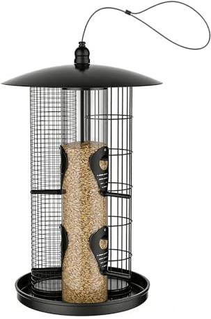 para pájaros, Alimentador de Tubo Triple Resistente a la Intemperie, s para Exterior Resistentes a Ardillas, para Atraer Carboneros y Colibríes, Alimento, Jardín, Patio, Porche,