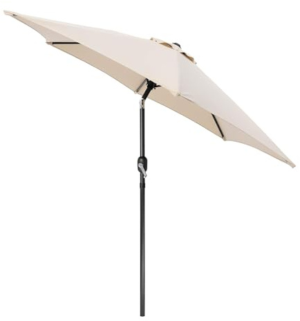 Harbour Housewares 2.7M Tilting Garden Parasol – Natural - Crank Handle Patio Umbrella, Large Outdoor Sun Shade, Adjustable 30° Tilt, UPF50+ UV Protection, Water-Resistant with Air Vent & Carry Bag