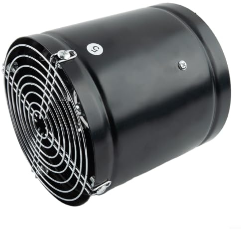 Ventilador de tubo de 150 mm con rejilla metálica, 600 m³/h, ventilador extractor para baño y cocina, 40 W, potente ventilador circular de hierro, bajo ruido para tuberías, diámetro 150-160 mm, FD150