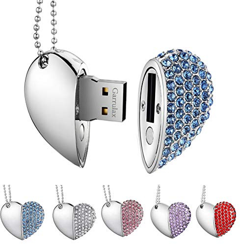 Garrulax USB Stick, Premium USB 2.0, Diamant Herzform 8GB / 16GB / 32GB USB-Flash-Laufwerk Wasserdicht Memory Stick Speicherstick High Speed Übertragung