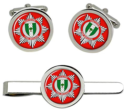 Giftshop UK Kesteven Feuerwehr Manschettenknöpfe Und Krawatte Clip Set