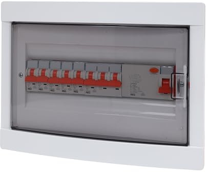 RSE Unterverteilung mit FI oder LS oder MID Zähler Stromverteiler Verteilerkasten Aufputz oder Unterputz, 5x LS 1P B16A, 1x LS 3P B16A, 1x FI 4P 40A, Unterputz 12 Module