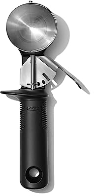 OXO Good Grips Ergonomischer Eislöffel mit praktischem Auswerfer – Edelstahl – 11,7 x 26,7 cm