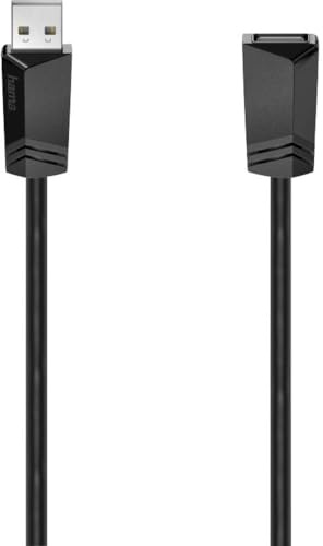 Hama USB A Kabel - USB A (Verlängerungskabel, USB 2.0A Stecker, USB A Buchse, 480Mbit/s, 0,5A, 5m) schwarz