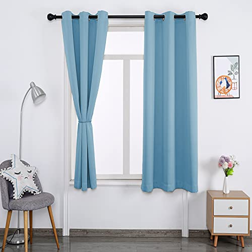 Cozomiz 2 Stück Outdoor Vorhänge Gardinen Ösenvorhang Verdunkelungsvorhang UV Schutz Aussenvorhang Garten Verdunkelung mit Ösen Thermovorhang Gardinen Schlafzimmer Hellblau 117x183cm