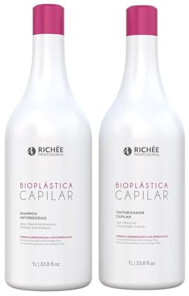 Richee Professional | Bioplástica Capilar hårvårdsset | Omega Plus Formel | Anti-rest schampo och texturiserare, 2 x 1 000 ml