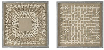 A and B Home 82898 23.6 H Square-Shaped Gray and White Paper/Glass Shadow Box Decor (Set of 2) Wall Art