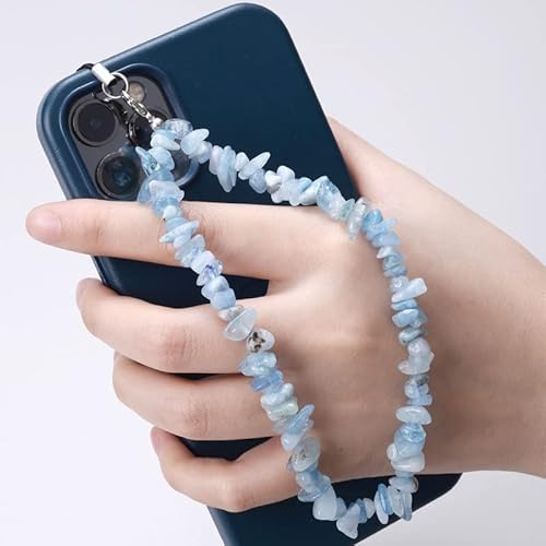 PTNKUIIY Handykette Bunt Handyanhänger, Gradient Natürlicher Kristallstein Kies Handykette Perlen Kette Telefon Lanyard Handy Charm Telefonkette Handyschmuck Handschlaufe Anhänger Kette Für Frauen