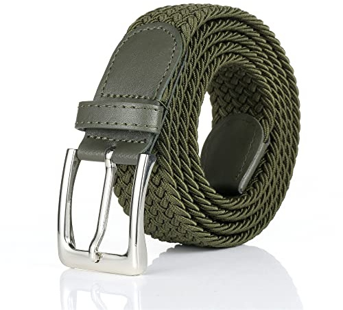 Gunsound Elastischer Stoffgürtel Unisex Geflochtener Stretchgürtel Flechtgürtel Dehnbarer Gürtel für Damen und Herren