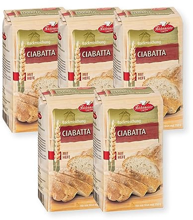 BIELMEIER KÜCHENMEISTER Brotbackmischung Ciabatta 5 x 500 g I Brotbackmischungen für Brotbackautomat & Ofen I Brot mit Backmischung einfach gemacht