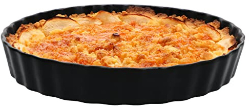 MamboCat Moule à gâteau Nero I Ø 25,5 cm I Rond I Plat noir mat I Forme de quiche, moule à tarte avec bord ondulé, tarte aux fruits I Vaisselle en grès