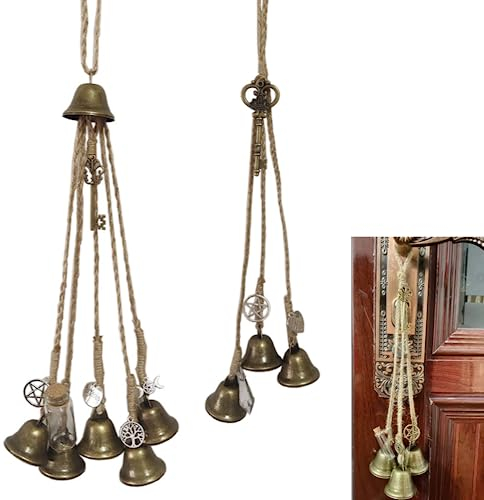 2 pezzi Campane del vento di metallo della strega Campana del vento del gancio della porta Antiche campane del vento fatte a mano Campane del vento di buona fortuna