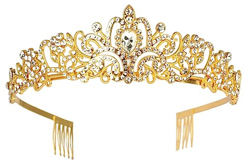 Kristall-Strass-Hochzeits-Tiara mit Kamm für Braut, Hochzeit, Prinzessin, Königin, Krönung, Geburtstagsfeier, silberne Krone, Mädchen und Frauen, Karneval, Party, Urlaub, Feier für Erwachsene