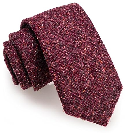 JEMYGINS Herren Schmale Krawatte aus Wolle 6CM - Modische Herren Wolle Krawatte in Schmalem Design mit klassischem Stil,Weinrot