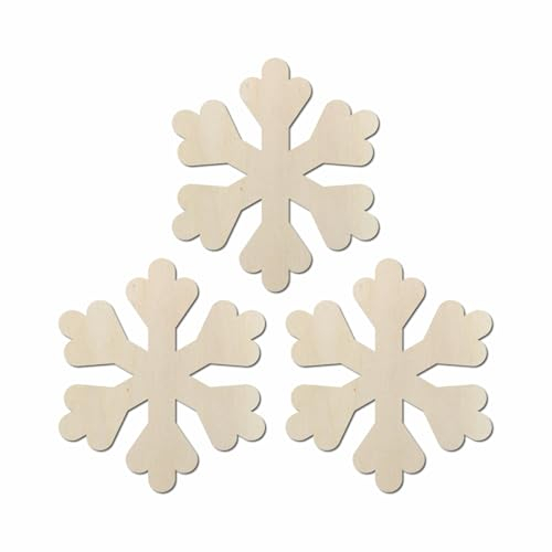 Kleenes Traumhandel – 3er Set Holz-Schneeflocken, 20 cm, zum Selbstbemalen – Elegante Weihnachts- und Winterdekoration