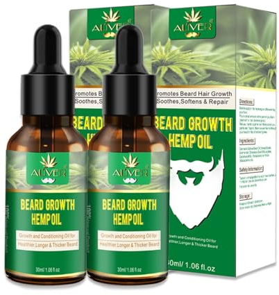 P-Beauty 2x Bartöl für Wachstum, Bartbalsam Hanfsamenöl 30ml - Beard Growth Hemp Oil | natürliche Bartpflege, für dichten Bartwuchs & gesunde Haut | Bartöl für Männer, alle Bartlängen
