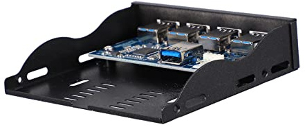 jojofuny Panel Frontal USB 3.0 para Bahía de 3,5 Pulgadas, Concentrador Interno de 19 Pines, Acero Inoxidable, Instalación Fácil para Ordenador Sobremesa