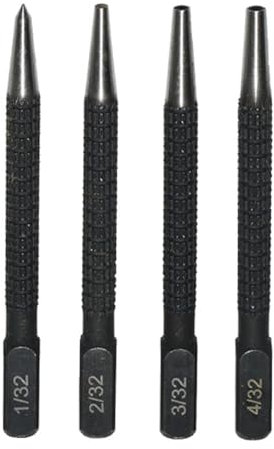 4Pcs Centre Punch Set,Nail Punch Set, Portable Positioning Punch Set for Drilling and Marking 1/32
