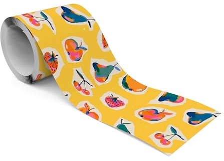 Muralo - Selbstklebende Bordüre - Tapetenbordüre Wandbördure - Dekorative Wandtatto für Wände, Möbel, Decken, Tapeten, Wandverkleidungen, Türen - Abstrakte Früchte - Br.10cm x Hö.300cm