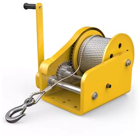 Bootswinden Für Anhänger, 2600lbs Heavy Duty Hardened Steel Boat Trailer Winch With 66FT Wire Rope, 2-Wege-Ratsche 4:1&8:1 Getriebe Tragbare Handwinde Für Anhänger LKWs ATVs Boot ( Size : 1800 lb(33ft
