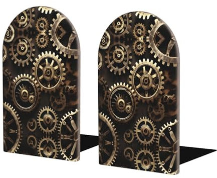 Cool Steampunk Gears Stilvoller Buche Holz Zeitschriftensammler - Rutschfeste Buchstützen für Regale - Organisieren und Aufbewahren von Bürobedarf