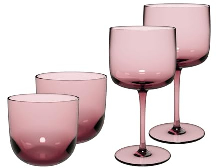 like. by Villeroy & Boch – Like Grape Wein- & Wassergläser-Set 4tlg. Traube | Je 2x Weinglas (270 ml) und Wasserglas (280 ml), Farbige Gläser, Kristallglas