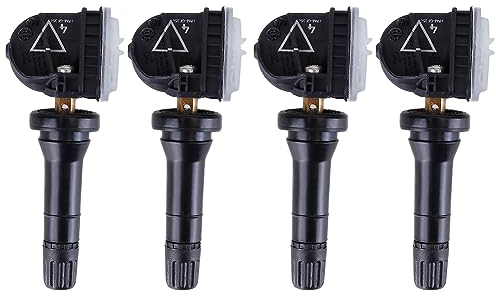 RDKS TPMS - Sistema de Control de Presión de Neumáticos con Sensores y Válvulas Metálicas (4 unidades, 2318453, 5291383, 2036804, apto para Ford, color negro)