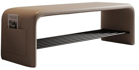 Moderne Sitzbank aus PU-Leder für Schlafzimmer, Bettbank, mit Schuhaufbewahrung, Ottomane, perfekt für Schrank, Schlafzimmer, Wohnzimmer, Eingangsbereich, Beige (60 x 40 x 35 cm)