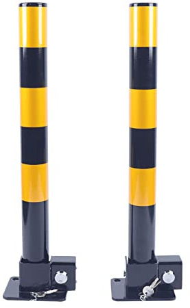 2PC Anti-Kollisions-Parksäulen Absperrpfosten Parkplatzsperre Abperrpfosten Poller dem Parkplatz Klapp Poller Parkplatzabsperrung gelb/schwarz