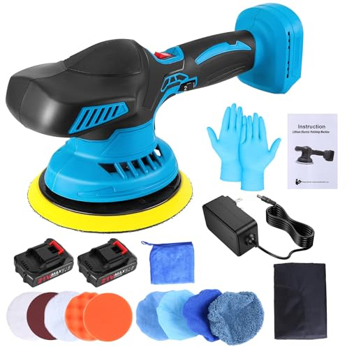 Surakey Cordless Car Buffer Polisher 21V Car Polishing Machine with Attachments 6 Speeds Cordless Polisher