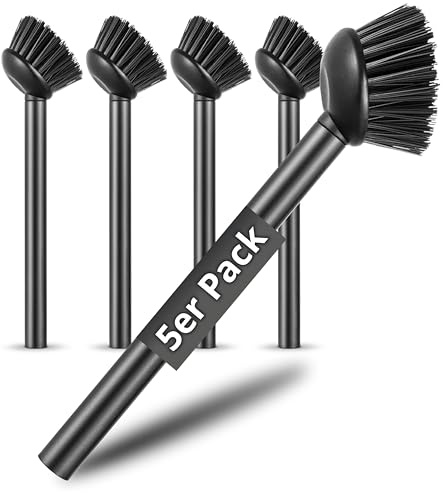 Spülbürste 5er Pack schwarz I Langer Griff I Modernes Design, minimalistisch I Küchenbürste handlich & effektiv I Geschirrbürste I Abwaschbürste I Reinigungsbürste schwarz, Cleaning Brush
