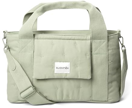 Suavinex, Bolso Maternidad, Bolso Organizador para el Carrito del Bebé tipo Panera, Con Asas Ajustables al Carrito, Cierre de Cremallera, Compacto y de Gran Capacidad, con Bolsillos Interiores, Verde
