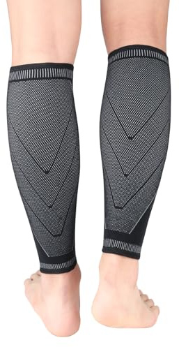NuVigor 1 paire de manchons de compression pour mollet pour homme et femme, soutien des attelles tibiales, manchons de mollet sans pieds, chaussettes de course pour soulager la douleur, varices