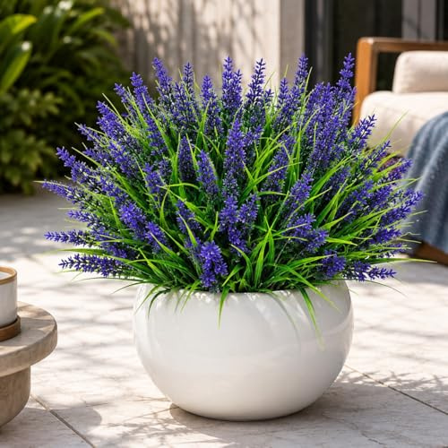 Aisamco 12 Bundles Monkey Grass Outdoor UV Resistant | Fake Flowers, Realistic Greenery Shrubs, Outside Yard, Hanging Planter, Window Garden, Porch Patio, Faux Mondo Grass
