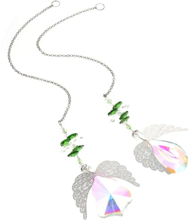 Milisten 2 Piezas Colgantes de Transparente con Alas de Ángel para Decoración de Jardín Adornos Colgantes de Prisma para Ventanas y Puertas