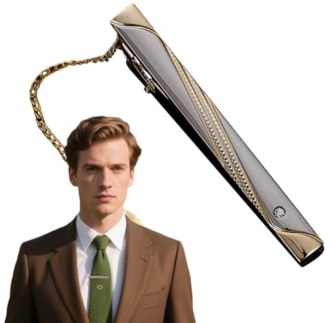 Dubbulon Attaches Cravate, Pince Cravate Classique Brillante, Accessoire Costume Anti-Dérapant Pour Père Dîners Soirées Réunions Professionnelles Mariage