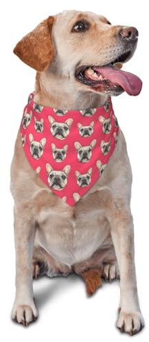 Hundehalstuch mit französischer Bulldogge, für kleine, mittelgroße und große Hunde, verstellbar, niedlich, dreieckig, Halstuch, Taschentuch, Zubehör