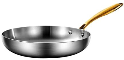 DUNSBY Padella Acciaio Inox Padella antiaderente in acciaio inossidabile for fornelli a gas ed elettrici – grande for uova, bistecche e altro(B 22CM)