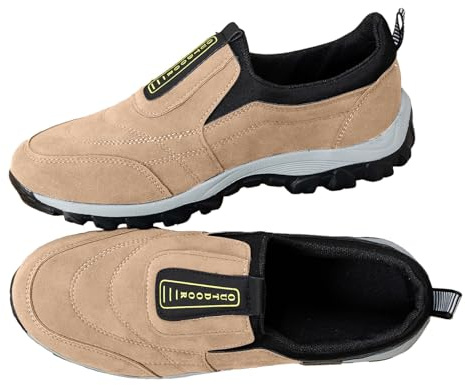 Scarpe da trekking da uomo, impermeabili, per il tempo libero, da uomo, senza lacci, leggere, casual, suola spessa, scarpe da ginnastica comode, scarpe da jogging, scarpe da tennis antiscivolo, beige
