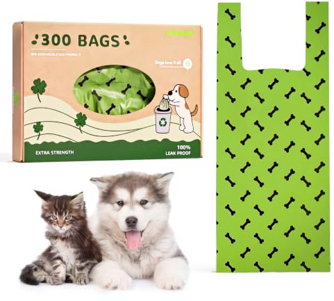 Sac a Crottes Chien, 300 Sacs Avec Poignées, Facile à Nouer,Large Ouverture | Sac Crottes Chien- Sacs Avec Poignées,Extra épais,Pour Promenades en Extérieur,Convient aux Chiens et aux Chats