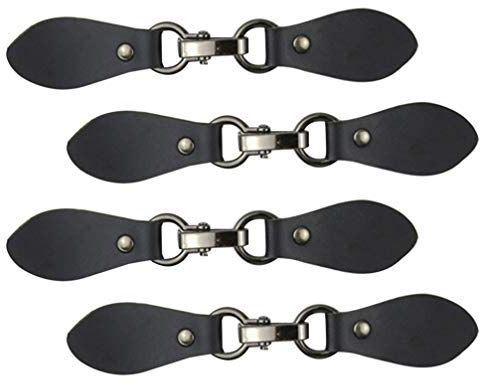 4stücke Leder Metall-knebelverschlüsse Für Mäntel Jacken Und Strickwaren Praktische Clips Für Overcoat Und Windjacke Dekorativ Langlebig Schwarz