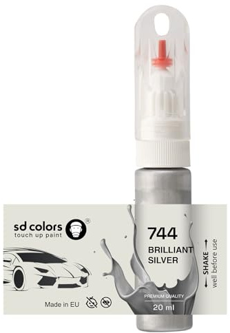SD COLORS Glänzendes Silber 744 Lackstift 20 ML praktischer Pinsel zur Reparatur von Kratzern