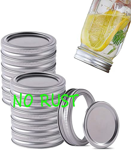 Tapas y anillos para conservas, boca regular, adecuados para tarros Ball o Kerr, tapas y bandas de tarro Mason de boca pequeña son a prueba de óxido y sellados y a prueba de fugas, reutilizados, juego