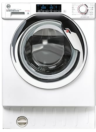 Hoover H-WASH/DRY HBDOS 695TAMCE-80 Integrated Washer Dryer, 9Kg Wash+5Kg Dry, 1600 Rpm, 12 Programmes, 3 Drying Levels, White with Chrome door
