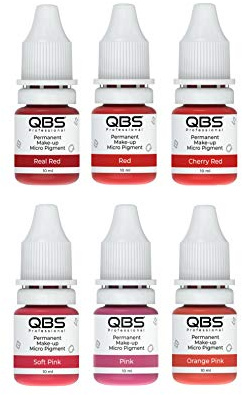 QBS Pigmente für Lippen 10 ml | Maschinell und von Hand zu verwenden | Auswahl von 6 Farben | SPMU-Produkte (kompletter Satz (6 Farben))